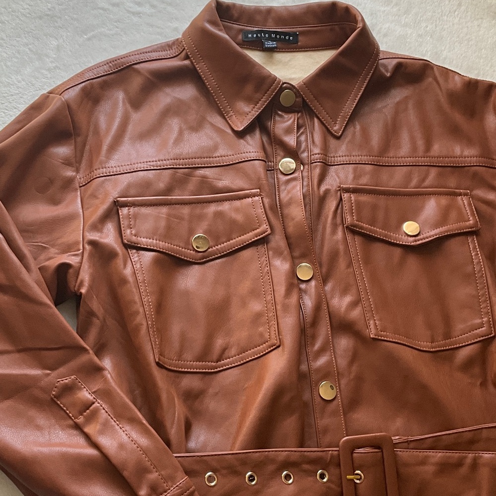 Haute Monde Brown Pleather Jacket